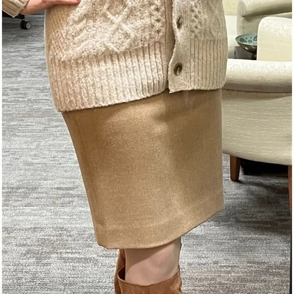 J. Crew Pencil Skirt Wool Tan Size 2 Petite